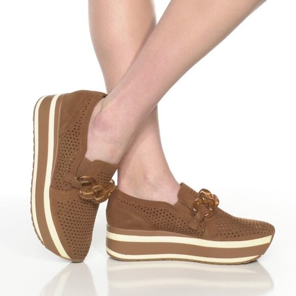 Dolce Vita Jhenee Platform Sneaker 8.5 Pecan Brown Suede - Picture 1 of 6